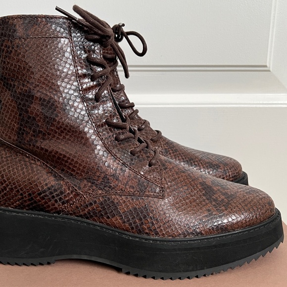 Rachel Comey Halt Snakeskin Embossed Lace-Up Combat Boots - Picture 9 of 14